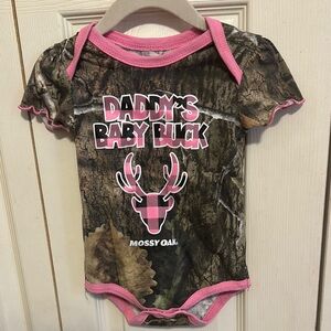 Mossy Oak Pink Trim Camouflage Baby Onesie